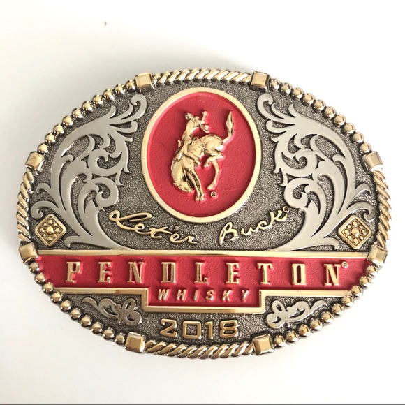 2018 MONTANA SILVERSMITHS Pendleton Whisky Belt Buckle Let/'er Buck